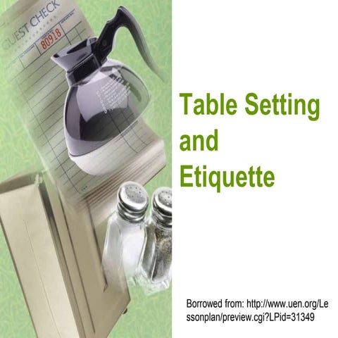 Unit 4 Table Setting and Etiquette 