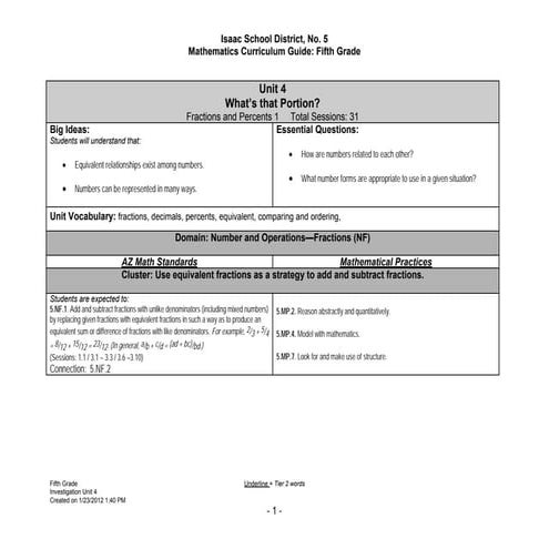 Unit 4 Fifth Grade cs 2012 2013