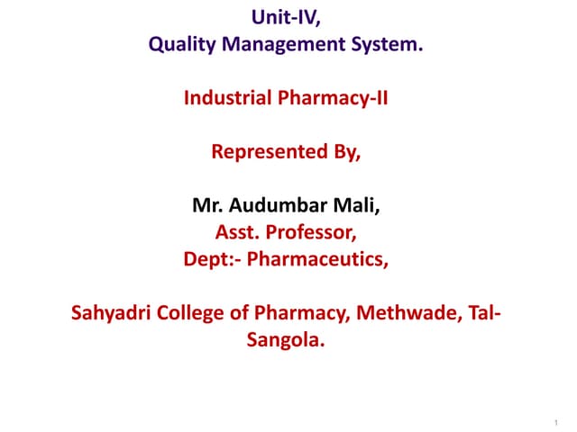 Quality management systems
