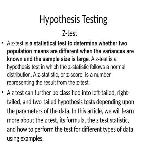 Z-Test with Examples | PPTX