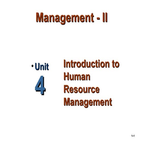 introduction to Human Resource Management
