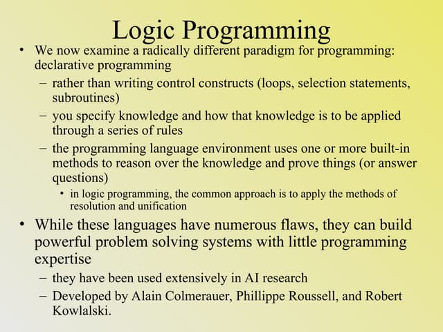 Logical Programming Paradigm for programming Languages.