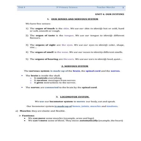 Unit 4 science. our systems