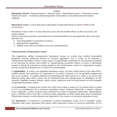 hazardous waste environmental protection and control | PDF