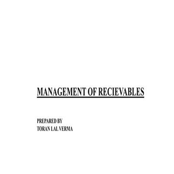 Management of Receivables and Payables