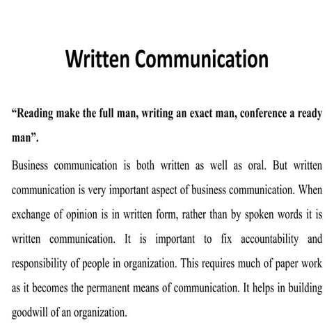Importance of Written Communication
