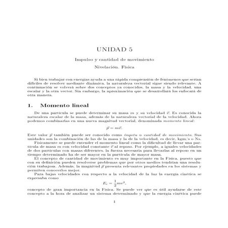 Unidad 5: impulso y cantidad de movimiento