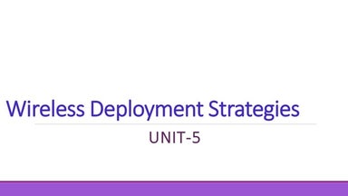 Wireless deployment strategies in WNS-is