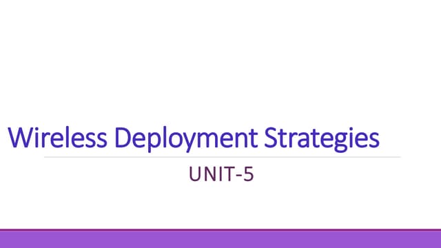 Wireless deployment strategies in WNS-is