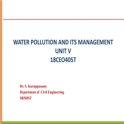 Water pollution and its management - a open elective