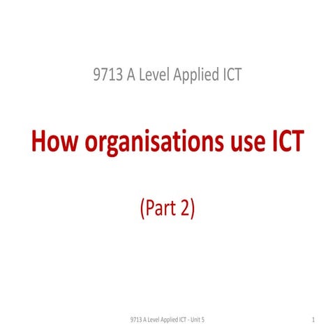  CIE A Level Applied ICT Unit 5 - How Organisations Use ICT (part2)