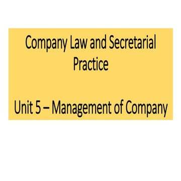 CLSP - Unit 5 - Management of Company