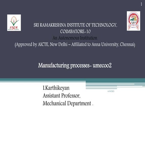 Manufacturing Technology I 
