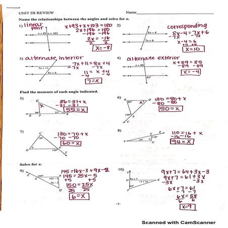 Unit 5 b review classwork  worked out