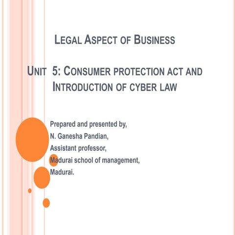 Unit 5 consumer protection and introduction to cyber law