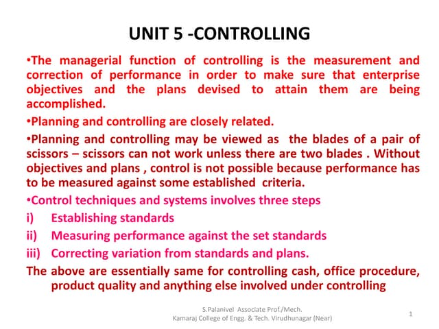 Unit 5 controlling | PPT