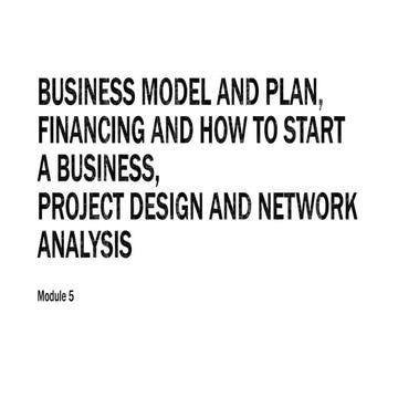 Business Model and Plan - Management Course