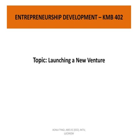 Launching a New Venture