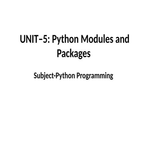 Modules and packages in python | PPSX