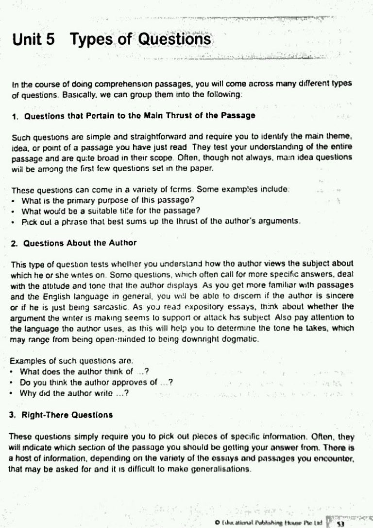 English Comprehension Skills Question Types - English Comprehension Skills Question Types