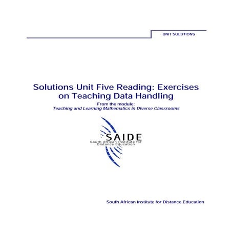 Ace Maths Solutions Unit Five Reading: Exercises on Teaching Data Handling (pdf)
