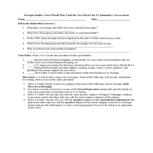 New deal program chart