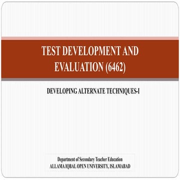 TEST DEVELOPMENT AND EVALUATION (6462)