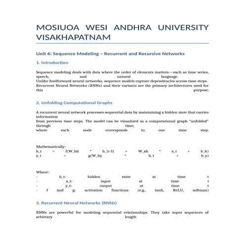 Unit 6 - Sequence Modeling Recurrent and Recursive Networks.docx