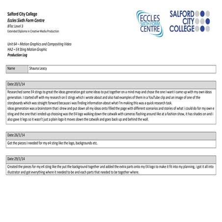 Unit64 production log 