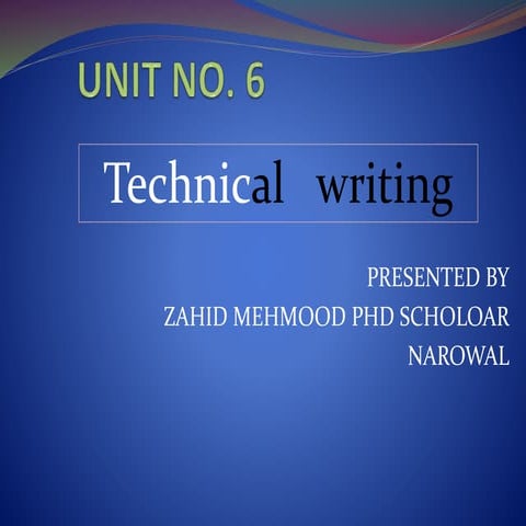 Unit 6 & 7, BASICS OF TECHINICAL ENGLISH CODE 6465