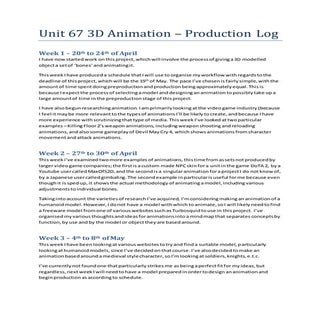 Unit 67 3 d animation production log