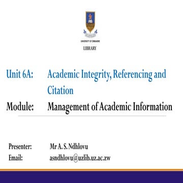 Understanding Academic Integrity: Core Values, Practices, and Citation ...