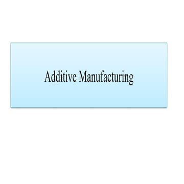 Unit 6 Additive Manufacturing 3d printing