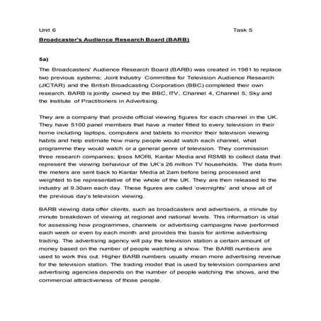 Unit 6 - BARB Research - Task 5