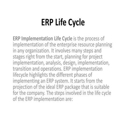 Unit 6 erp life cycle