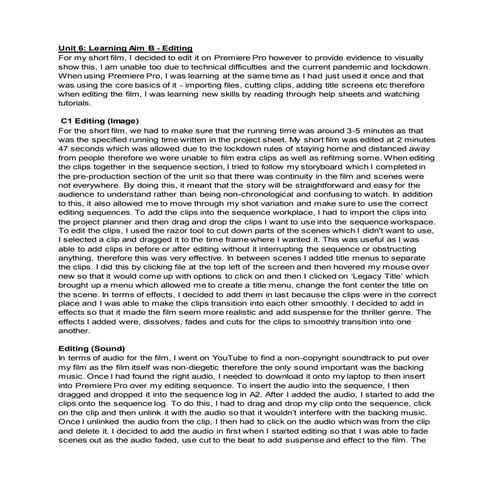 Unit 10 Learning Aim C