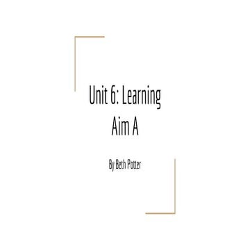 Unit 6: Learning Aim A (Resubmit) 