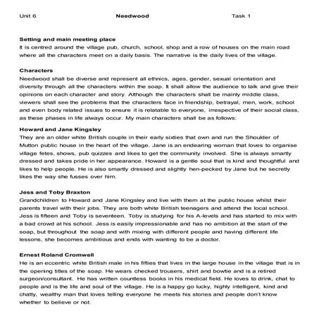 Unit 6 - My Soap - Task 1