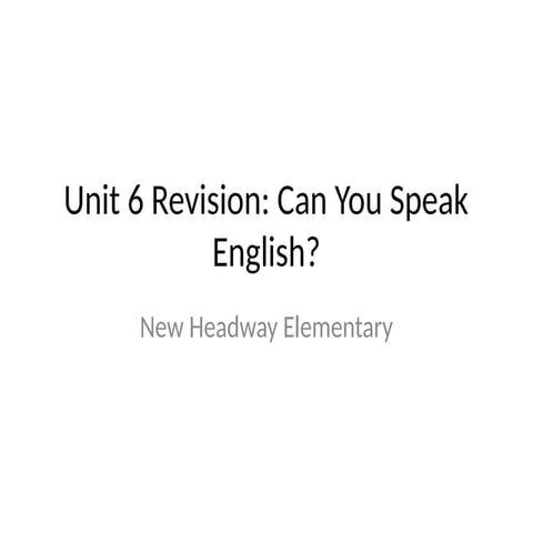 Unit 6 Revision & Safety Talk Presentation | PPTX