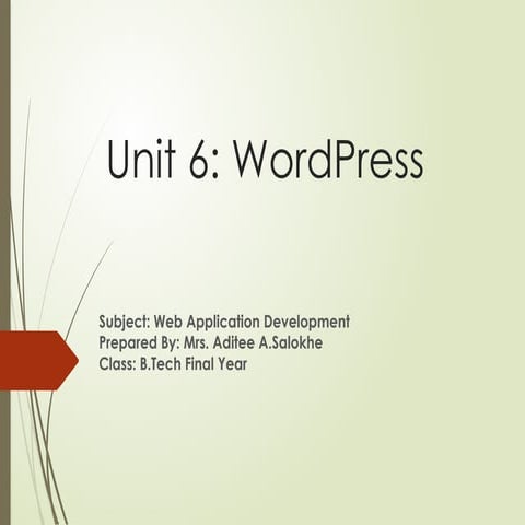Comprehensive Guide to WordPress: Setup, Features, and Management | PPTX