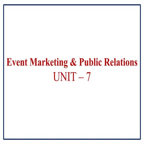 Event Marketing and Public Relations