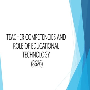 Teacher Competencies & Role of Educational Technology-Unit 07- 8626