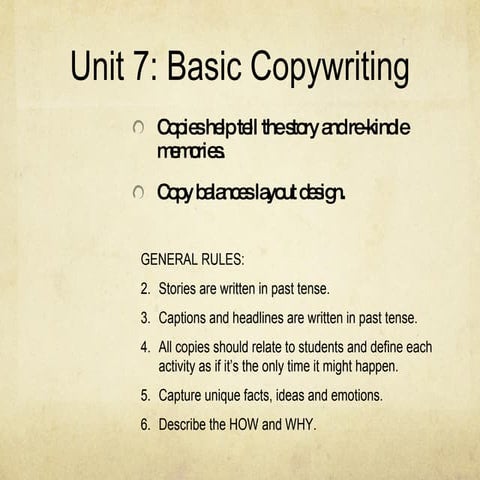 Unit 7 Basic Copywriting