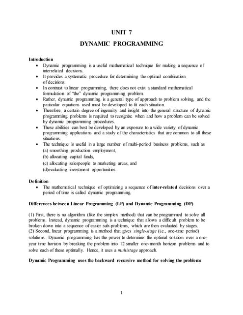 Unit 7   dynamic programming