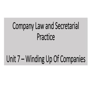 CLSP - Unit 7 - Winding Up of Companies