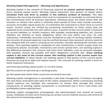 Unit 7   working capital management