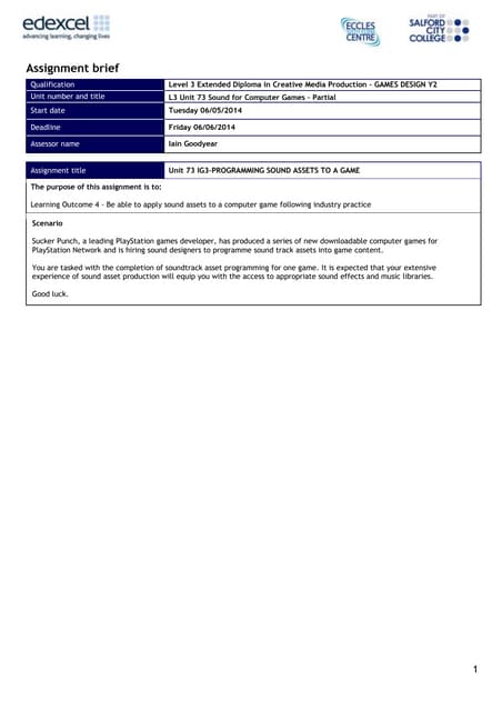 Unit 73 ig3 assignment programming sound assets to a game 2013_y2