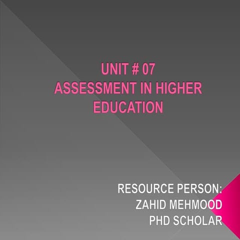 Unit 7 HIGHER EDUCATION CODE 8625