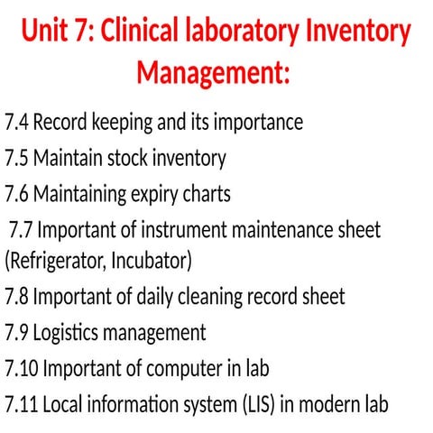 Clinical laboratory Inventory Management part 2nd for medical ...