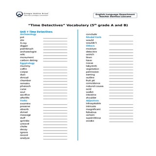 Unit 7 Time Detectives Vocabulary